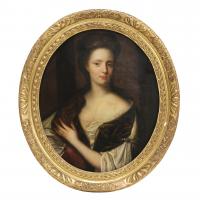 879-LATE 17TH CENTURY/EARLY 18TH CENTURY ENGLISH SCHOOL  "PORTRAIT OF A LADY".