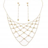 63-Net necklace and earrings in gold.Earrings with push-back. 14,3 gr. total