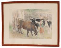 686-JOAQUIM SUNYER MIRÓ (1874-1956). "Vacas".