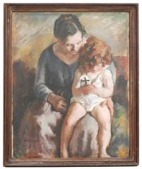 633-JOSEPH A. MATURO (1867-1938) "MADRE E HIJO", Firenze, 1928.