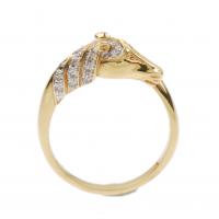 92-Aro en oro formando cabeza de caballo con diamantes de talla brillante de un peso total aprox. de 0,20 ct.Aro de 17 mm.3,3 gr.