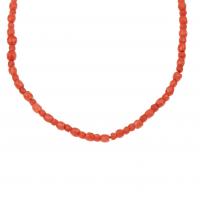 200-Faceted coral beads.White gold lobster claw clasp.28 gr.