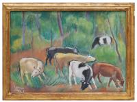 874-JOAQUIM SUNYER MIRÓ (1874-1956). "COWS GRAZING"