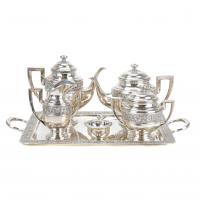 8-SPANISH SILVER COFFEE AND TEA SET, MID. 20TH CENTURY.