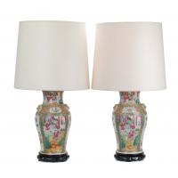 269-PAIR OF CHINESE VASES CONVERTED TO LAMPS, C20th