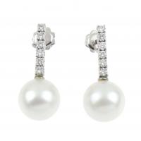 197-EARRINGS WITH PEARL AND DIAMONDS.