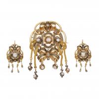 243-BROOCH AND EARRINGS , C19th