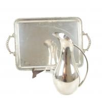 7-SPANISH SILVER TRAY AND JUG, MID C 20th