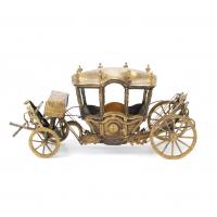 28-SMALL GOLD PLATED SILVER PORTUGUESE CARRIAGE, MID C20th. 