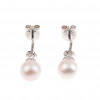 43-DIAMOND AND PEARL DROP EARRINGS