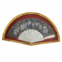 267- " A THOUSAND FACES"CHINESE FAN  MID C 19th