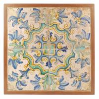 648-PANEL OF FOUR CATALAN "SAMPLE" TILES, 18TH CENTURY.