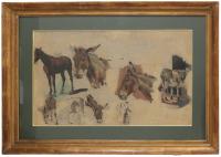 883-JOSEP CUSACHS I CUSACHS (1851-1908). "STUDY FOR HORSES"