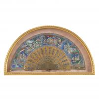 275-CHINESE  FAN "THOUSAND FACES", MID C19th