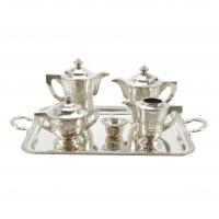 20-SPANISH SILVER COFFEE AND TEA SET, MID C20th