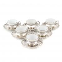 17-SET OF SIX SPANISH SILVER COFFEE CUPS, MID C20th.