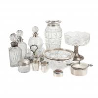 57-LOT OF SILVER AND CUT CRYSTAL WARE, SECOND HALF C20th.