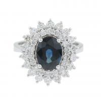 188-DIAMOND AND SAPPHIRE ROSETTE RING