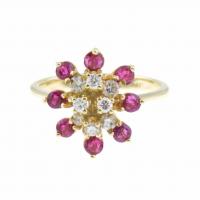 127-DIAMOND AND RUBY RING.