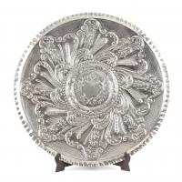 23-ORNAMENTAL EMBOSSED SILVER TRAY, MADRID, MID 1911.