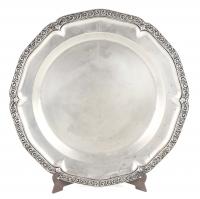 35-LARGE SPANISH SILVER TRAY, MID C20th.