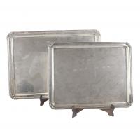 41-PAIR OF SILVER BARCELONA TRAYS, MID C20th.