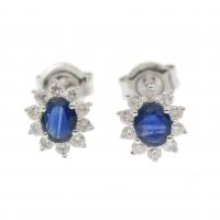 148-DIAMOND ANS SAPPHIRE ROSETTE EARRINGS.