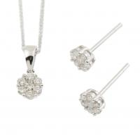 167-DIAMOND EARRING AND PENDANT SET.