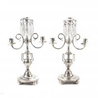 26-PAIR OF SILVER BARCELONA CANDELABRAS, C19th.