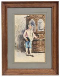 853-JOSÉ JIMÉNEZ Y ARANDA (1837-1903). "PERSONAJE EN INTERIOR", PARÍS 1880-1890.
