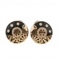 179-ROUND DIAMOND AND ONYX EARRINGS. 