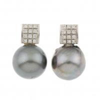 169-TAHITIAN PEARL EARRINGS.