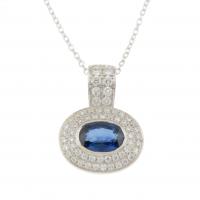 166-DIAMOND AND SAPPHIRE PENDANT.