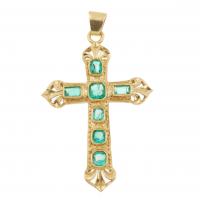 234-EMERALD CROSS PENDANT.