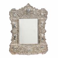 36-TABLE TOP MIRROR WITH SILVER FRAME, PROBABLY END C16th.