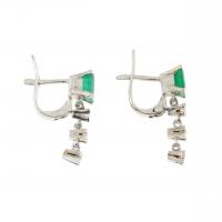 162-DIAMOND AND EMERALD EARRINGS.