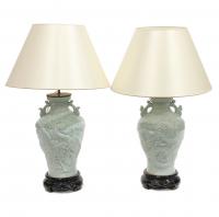 425-PAIR OF CHINESE VASES CONVERTED INTO LAMPS.