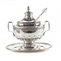 46-RUSSIAN SILVER SUGAR BOWL SET, 1879.