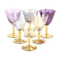 605-SET OF SIX WHITE WINE GLASSES, MID C20th.