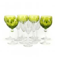 618-SET OF SIX WHITE WINE GLASSES, MID C20th.