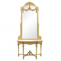 504-Console 83 x 127 x 48 cm. Mirror 194 x 119 cm.  NEO-CLASSICAL STYLE CONSOLE WITH MIRROR, C20th.