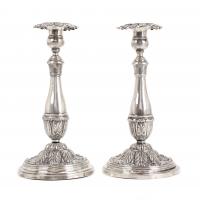 4-PAIR OF SILVER BARCELONA CANDLESTICKS, C19th.