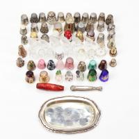 486-LOT OF SIXTY THREE THIMBLES AND NEEDLE CASES, SECOND HALF C20th.