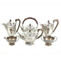39-MAPPIN & WEBB. ENGLISH SILVER COFFEE AND TEA SET, EARLY C20th.