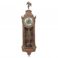 729-RELOJ CON PEANA TIPO BOULLE DE PARED FRANCÉS, FIN. SIGLO XIX.