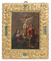 1065-SPANISH SCHOOL, C18th. "CRUCIFIXION".