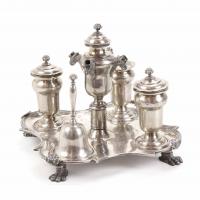 48-MAJORCAN SILVER DESK SET, 20TH CENTURY.