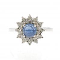 52-DIAMOND AND SAPPHIRE ROSETTE RING.