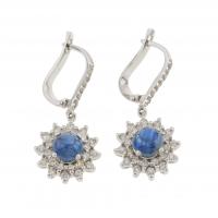 220-DIAMOND AND SAPPHIRE ROSETTE EARRINGS.