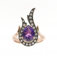 80-DIAMOND AND AMETHYST RING. 